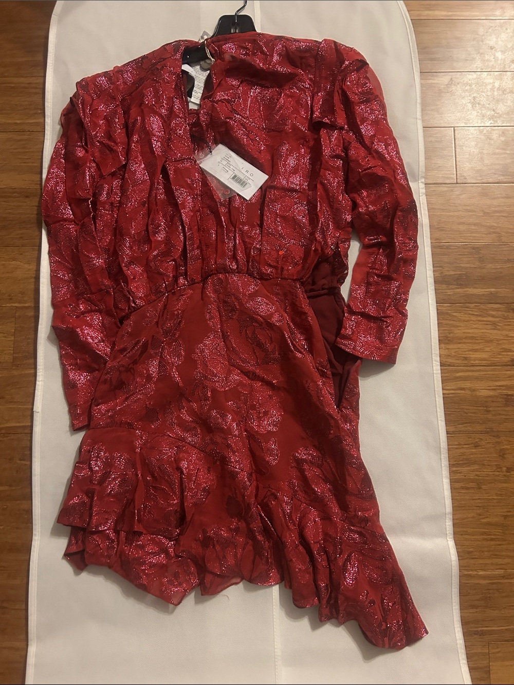 IRO Murai Metallic Fil coupé silk-blend Georgette Dress Fuchsia FR 34 MSRP $770 - Picture 5 of 7